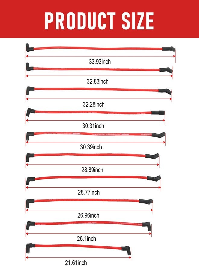 طقم أسلاك شمعات الإشعال 10.2 مم بديل لسيارات فورد F-150 وموستانج بمحركات 5.0 لتر و5.8 لتر SBF 302 ويندسور - Image 3