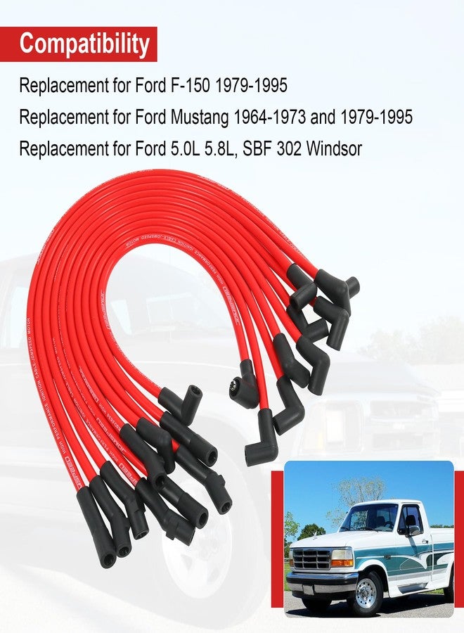 طقم أسلاك شمعات الإشعال 10.2 مم بديل لسيارات فورد F-150 وموستانج بمحركات 5.0 لتر و5.8 لتر SBF 302 ويندسور - Image 2