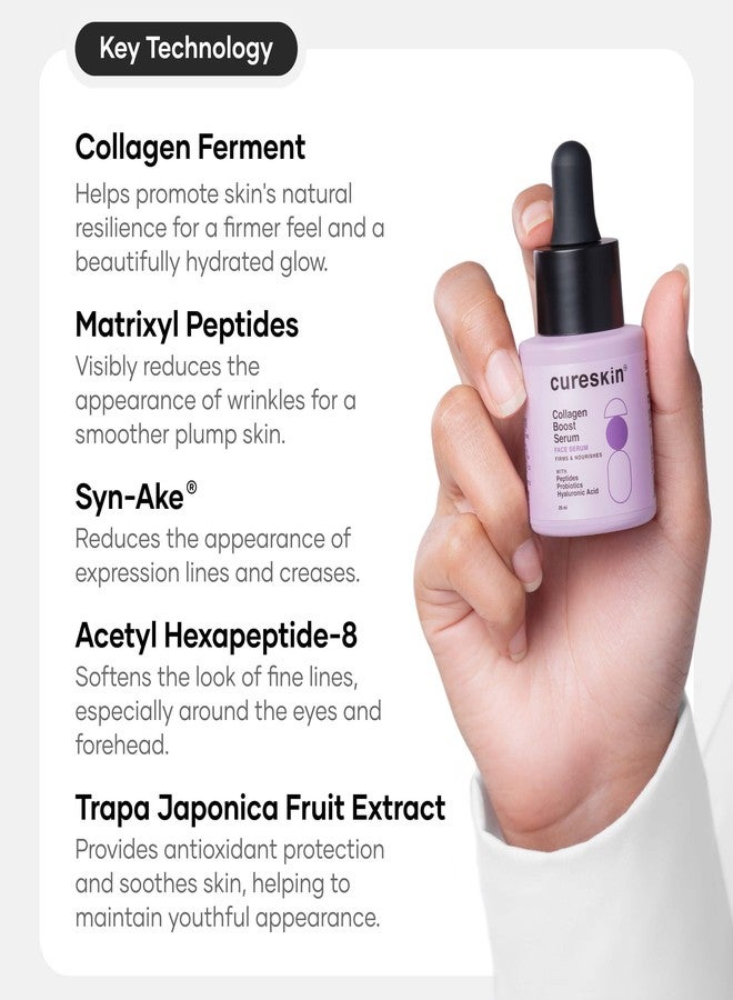 Cureskin Collagen Peptides for Women | Collagen Boost Hyaluronic Acid Serum | Plumps & Repairs with Hyaluronic Acid, Peptides and Probiotics - Image 3