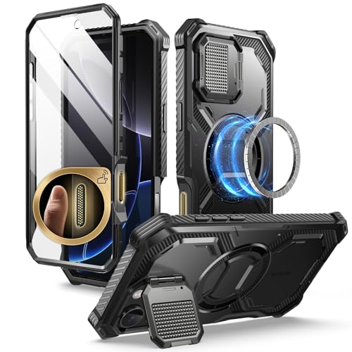 I-blason iBlason Armorbox for iPhone 16 Pro Case MagSafe with Stand 360 FullBody with Builtin Screen Protector Camera Control Camera Cover Kickstand Heavy Duty Protection for iPhone 16 Pro Black - Image 1