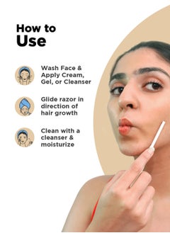 Furr Furr Face Razor for Women, German Blades, Removes hair from chin, upper lip, eyebrows and sideburns, reusable for all skin types, 3 Razors  - Image 4