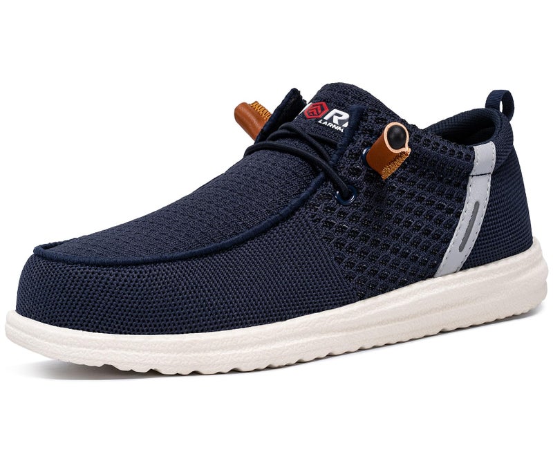 LARNMERN Slip On Steel Toe Shoes Men Lightweight Comfortable Lounging Walking Sneakers Safety Work Steel Toe Loafers (11 Men, Navy Blue) - Image 1