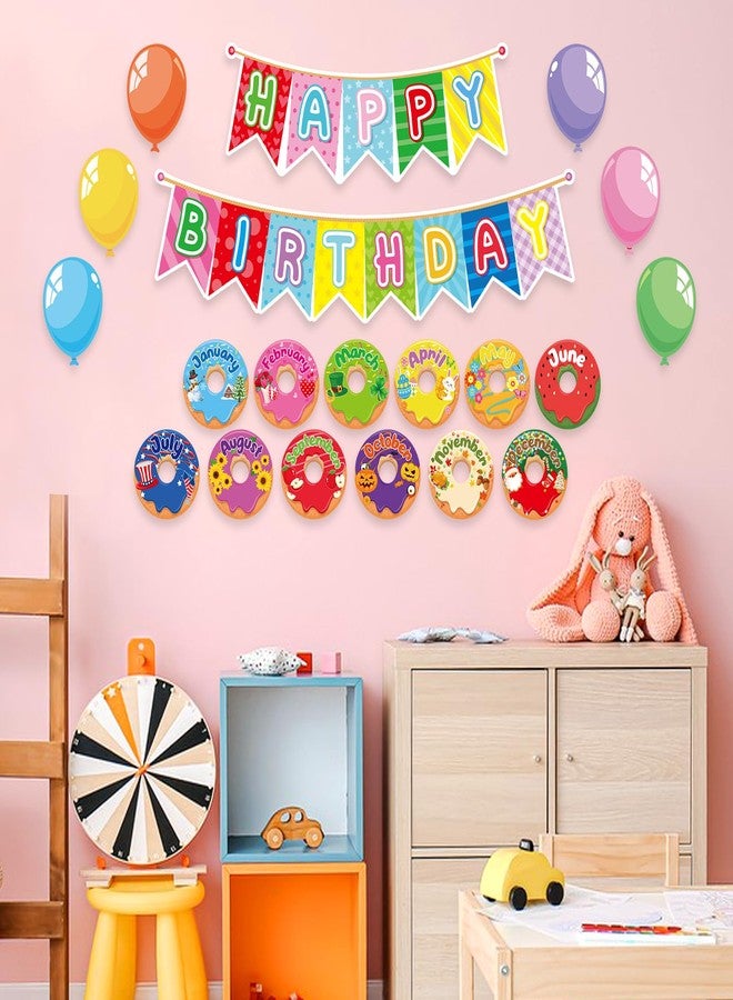 مجموعة لوحة إعلانات عيد ميلاد سعيد على شكل دونات، لافتة عيد ميلاد على شكل دونات، بالونات عيد ميلاد سعيد، زينة دونات، قصاصات للتقاويم، ديكور حائط للمهرجانات - Image 5