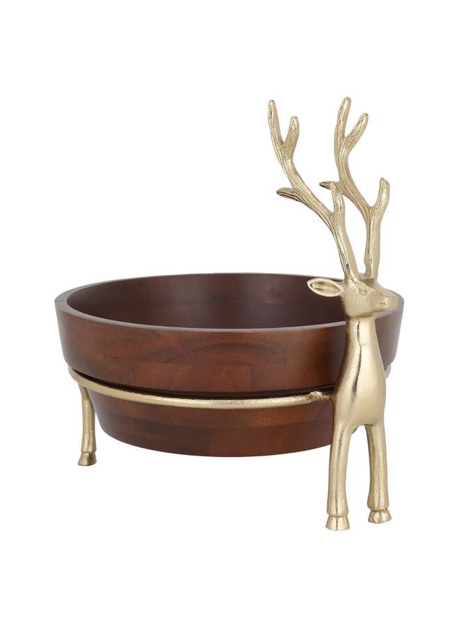 Alsaif Wooden Serving Bowl Circular With A Gold Brown Base - Image 1