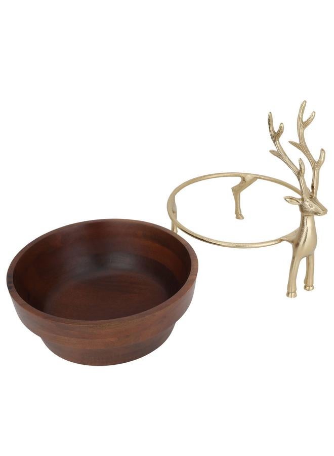 Alsaif Wooden Serving Bowl Circular With A Gold Brown Base - Image 2