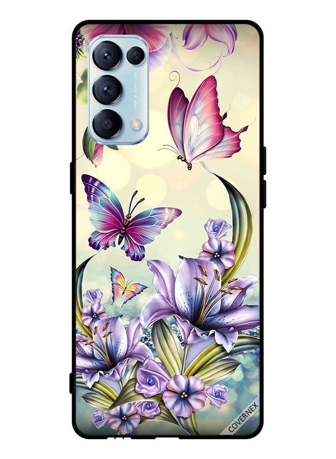 Covernex Protective Case Cover For Oppo Reno5 Pro 5G Purple Flowers & Butterflies - Image 1
