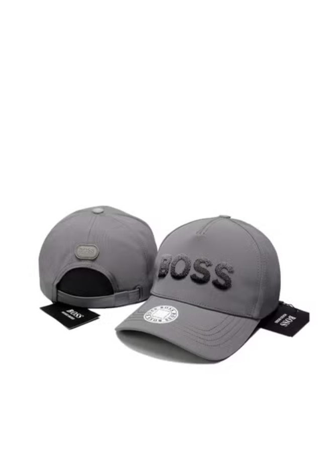 BOSS Grey Cap with Textured 3D Logo  Brand Badge