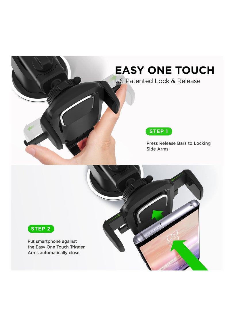 Universal Car Mount Phone Holder, Easy One Touch 4 for iPhone, Samsung, Moto, Huawei, Nokia, LG, Dash & Windshield & Desk Stand, Black - Image 2