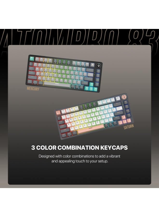 FANTECH Atom Pro83 MK913 Tri-Mode Mechanical Gaming Keyboard, Blue Switch, 2.4GHz Wireless, Bluetooth & USB - Image 4