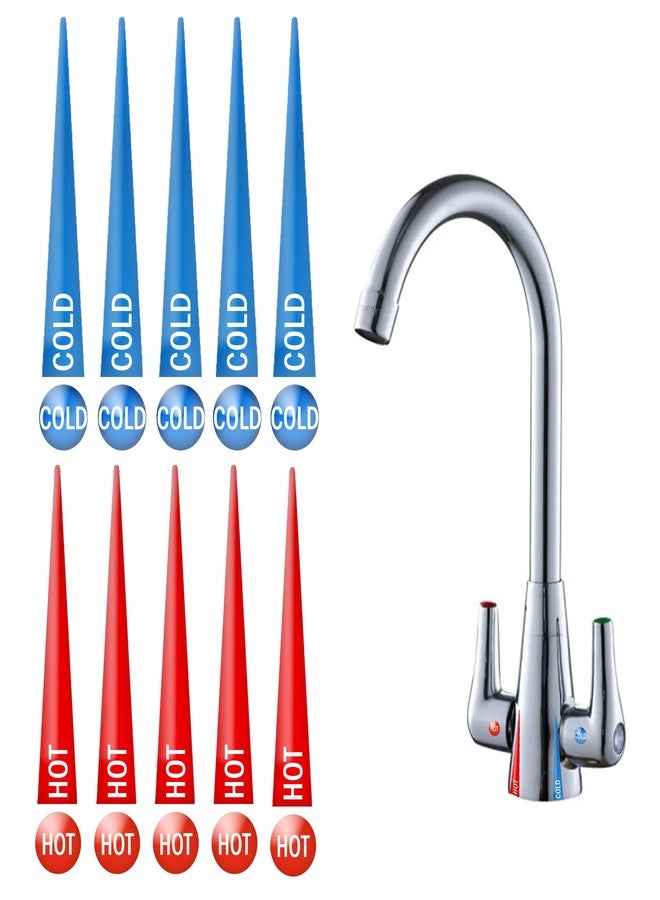 سمارستيكرس ملصقات مؤشر صنبور الماء الساخن والبارد من الإيبوكسي ذاتية اللصق، 10 ملصقات ساخنة و10 ملصقات باردة لصنبور المطبخ والحمام وغطاء الدش - Image 1