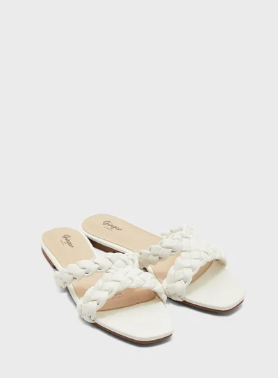 Ginger V Shape Braided Strap Flat Sandals
