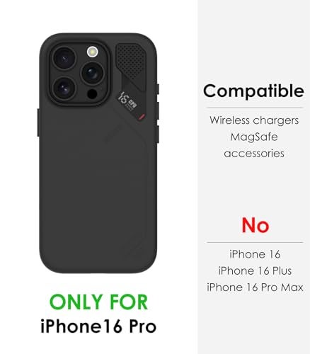 Aulumu A16 Vegan Leather Cooling iPhone 16 Pro Case Updated Camera Control with Cooling Fins Luxury Comfort Compatible with MagSafe Complete WrapAround Touch Black - Image 3