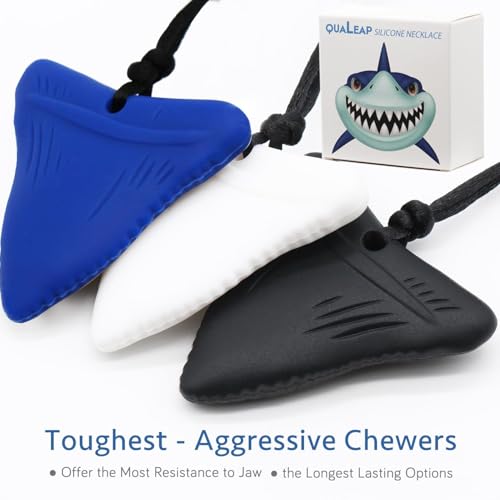 QUALEAP AMBER Xtra Tough (XT) Shark Tooth Chew Necklace for Kids - Chewing Necklace Teether Necklace Chew Toys Teething Toys - Designed for Chewing, Autism Sensory Teether Toy (Toughest - Aggressive Chewer) - Image 3