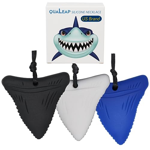QUALEAP AMBER Xtra Tough (XT) Shark Tooth Chew Necklace for Kids - Chewing Necklace Teether Necklace Chew Toys Teething Toys - Designed for Chewing, Autism Sensory Teether Toy (Toughest - Aggressive Chewer) - Image 2