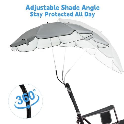 Fevbcnrj Chair Canopy Umbrella Compatible with GCI - Sunshade Attachment, Portable Umbrella for Beach Chair, with Adjustable Clamp and Easy to Install, Sun Protection for Outdoor, Beach, Camping Chairs - Image 4