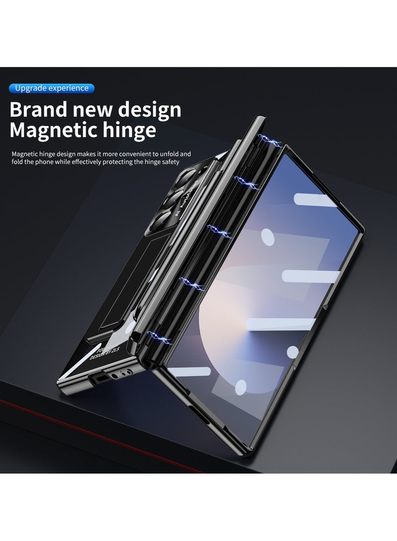 For Samsung Galaxy Z Fold 6 Case with Pen, Built-in Screen Protector, Full Body Protection Transparent Back Cover, Foldable Kickstand Protective Casing - Image 2