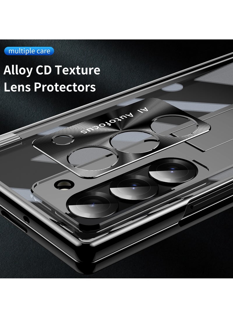 For Samsung Galaxy Z Fold 6 Case with Pen, Built-in Screen Protector, Full Body Protection Transparent Back Cover, Foldable Kickstand Protective Casing - Image 3