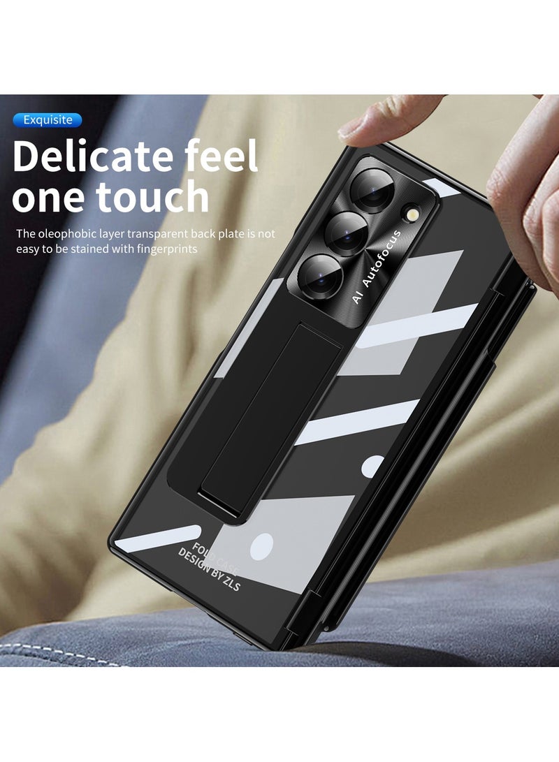 For Samsung Galaxy Z Fold 6 Case with Pen, Built-in Screen Protector, Full Body Protection Transparent Back Cover, Foldable Kickstand Protective Casing - Image 5