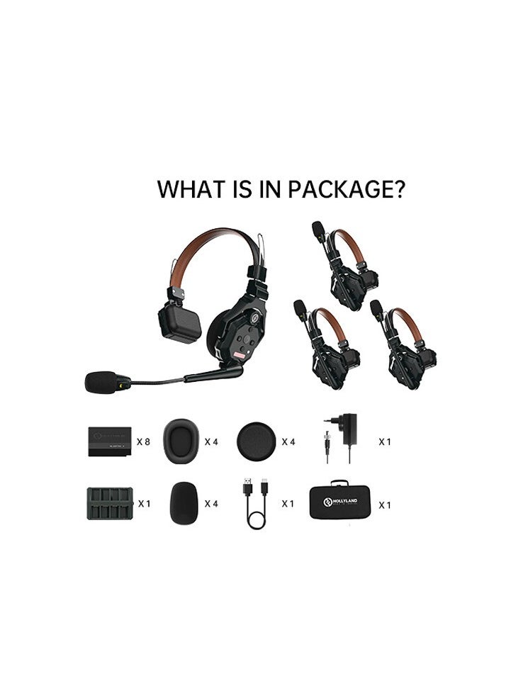 Hollyland Solidcom C1 Pro-4S Full-Duplex ENC Wireless Intercom System with 4 Headsets (1.9 GHz)