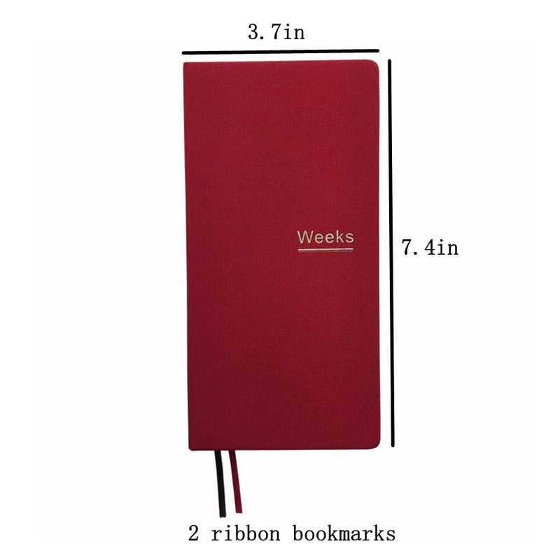 receip Undated Weekly Planner Notebook Pocket Organizer Appointment Book Journal Notebook A6 Week Plan Notepad (Red with cover) - Image 2