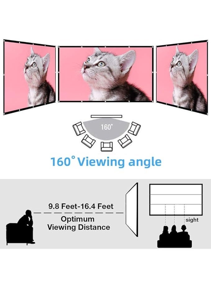 lejiada Projector Screen, 120 inch Portable Foldable Projection Screen 16:9 HD 4K Indoor Outdoor Projector Movies Screen for Home Theater Camping and Recreational Events - Image 3