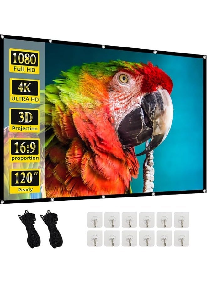 lejiada Projector Screen, 120 inch Portable Foldable Projection Screen 16:9 HD 4K Indoor Outdoor Projector Movies Screen for Home Theater Camping and Recreational Events - Image 1
