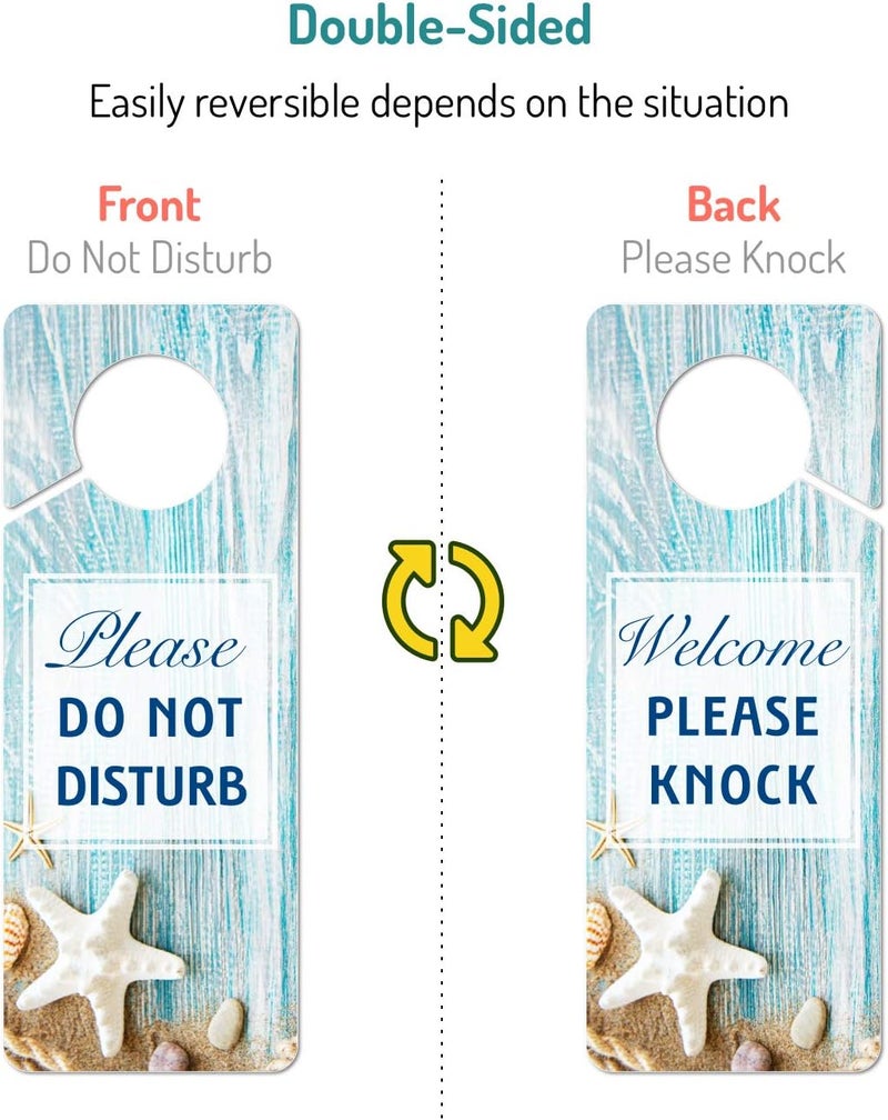 Fun-Plus Do Not Disturb Door Hanger Sign, 2 Pack (Printed on Both Sides), 9.3″x3.5″ PVC Plastic, Please Do Not Disturb Sign for Home, Office, Hotel, Bathroom, Bedroom, Counseling, Therapists, Clinic, Starfish - Image 2