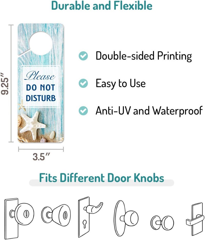 Fun-Plus Do Not Disturb Door Hanger Sign, 2 Pack (Printed on Both Sides), 9.3″x3.5″ PVC Plastic, Please Do Not Disturb Sign for Home, Office, Hotel, Bathroom, Bedroom, Counseling, Therapists, Clinic, Starfish - Image 3