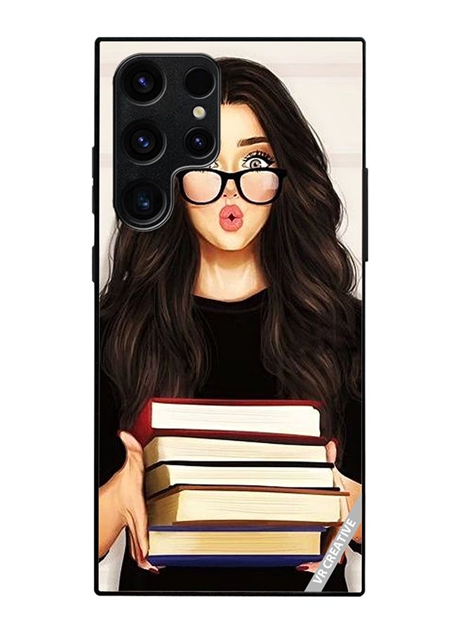 Protective Case Cover For Samsung Galaxy S25 Ultra Girl With Books Shocked Design Multicolour
