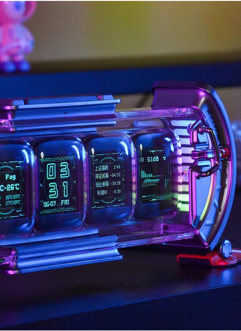 Divoom Times Gate - Cyberpunk Gaming Setup Digital Clock with Smart APP Control, WiFi Connect, RGB LED Display, Personalized Dashboard, Pixel Art for Gaming Room & Office Decor(Sliver)