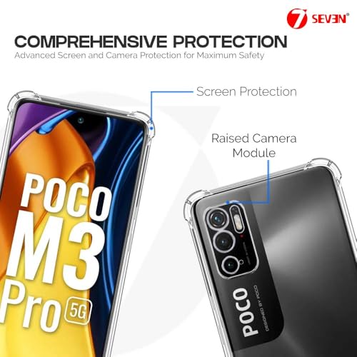 7-Seven 7SEVEN® Back Cover for Poco M3 Pro 5G Transparent Mobile Back Case Shock Proof Design Camera Edges Protection Crystal Clear Phone Case Silicon Soft TPU and Flexible Bumper Phone Cover - Image 3