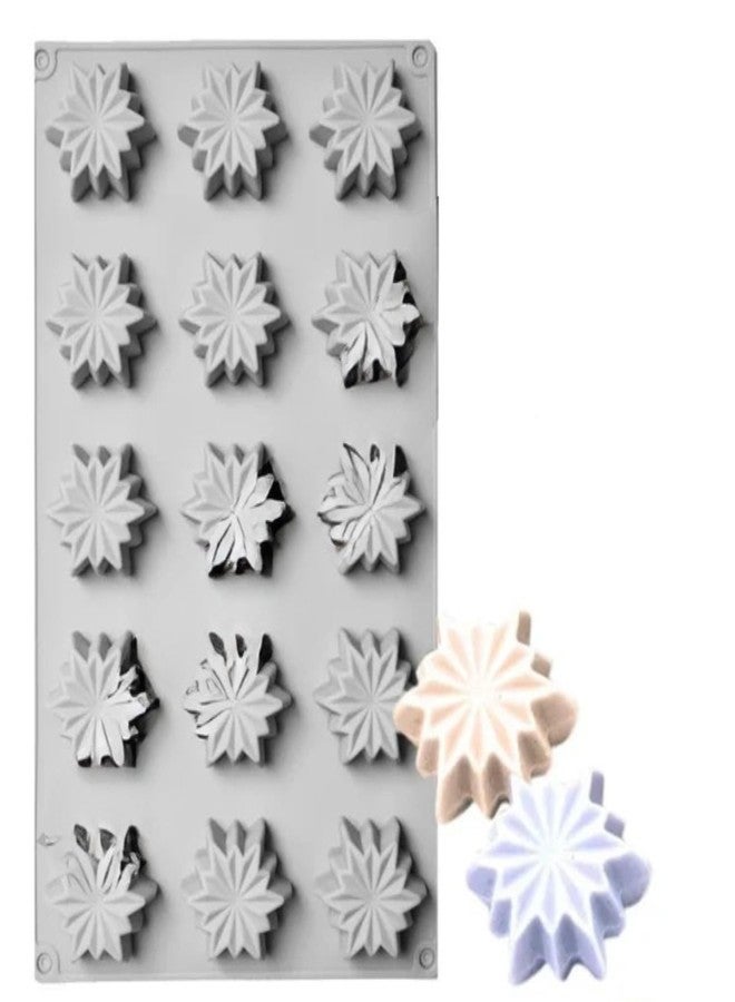 CAKE DECOR 15-Cavity Star Flower Silicone Chocolate Mold-G420 - Image 1