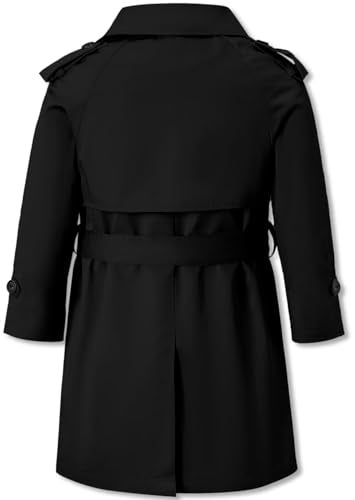 Betusline Boys Waterproof Trench Coat Rain Jackets Double Breasted Lightweight Classic Belted Outwear Jacket Dress Coats,1# Black,13-14 Years = Tag 170 - Image 3