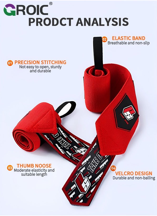 GROIC Weight Lifting Wrist Support Band, Elbow Wraps Wrist Wraps Brace for Men and Women, Elastic Elbow Compression Strap and Joint Support Brace for Powerlifting, Fitness  - Image 3