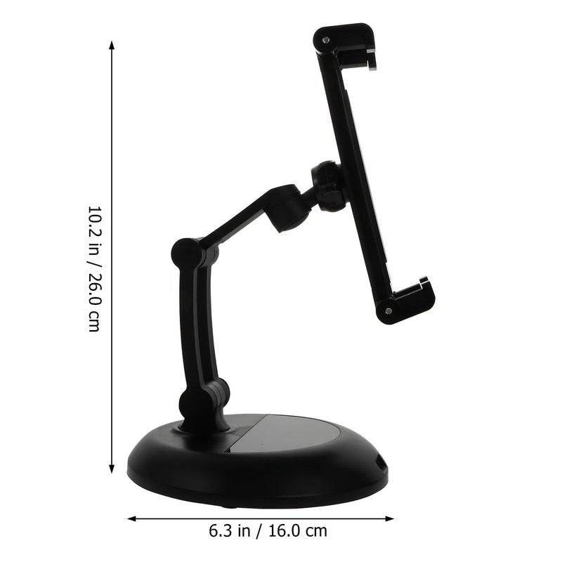 Adjustable Folding Metal Tablet Stand and Phone Holder Desktop Storage Rack Black - Image 3