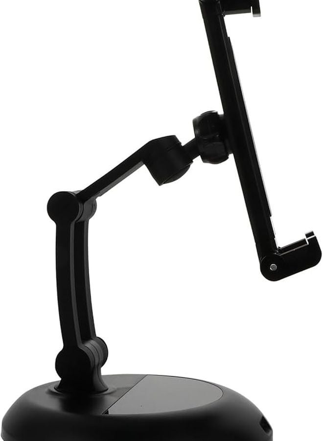 Adjustable Folding Metal Tablet Stand and Phone Holder Desktop Storage Rack Black - Image 1