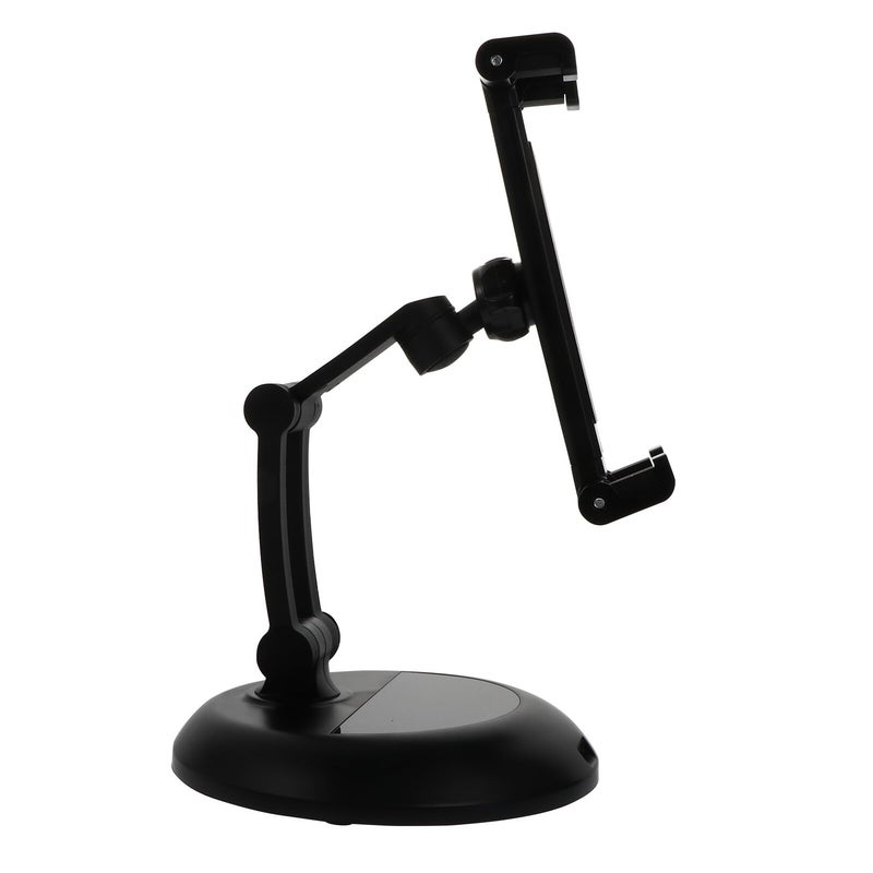 Adjustable Folding Metal Tablet Stand and Phone Holder Desktop Storage Rack Black - Image 2