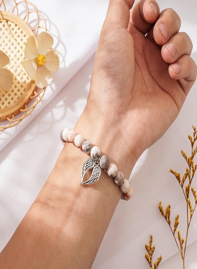 BABORI Sympathy Gifts for Loss of Loved Mother Father Husband Daughter Son Pet Remembrance Condolence Grief Bracelets for Women Pink Beads Bracelet With Wings Jewelry - Image 2