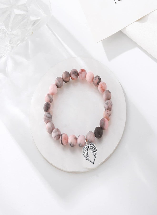 BABORI Sympathy Gifts for Loss of Loved Mother Father Husband Daughter Son Pet Remembrance Condolence Grief Bracelets for Women Pink Beads Bracelet With Wings Jewelry - Image 5