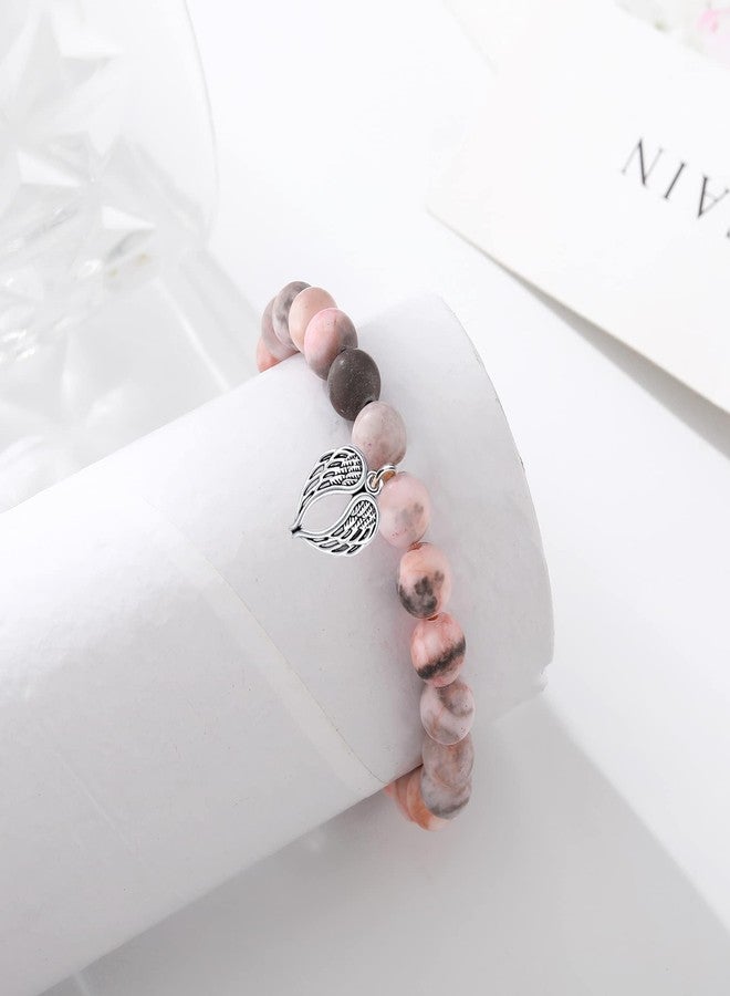 BABORI Sympathy Gifts for Loss of Loved Mother Father Husband Daughter Son Pet Remembrance Condolence Grief Bracelets for Women Pink Beads Bracelet With Wings Jewelry - Image 4