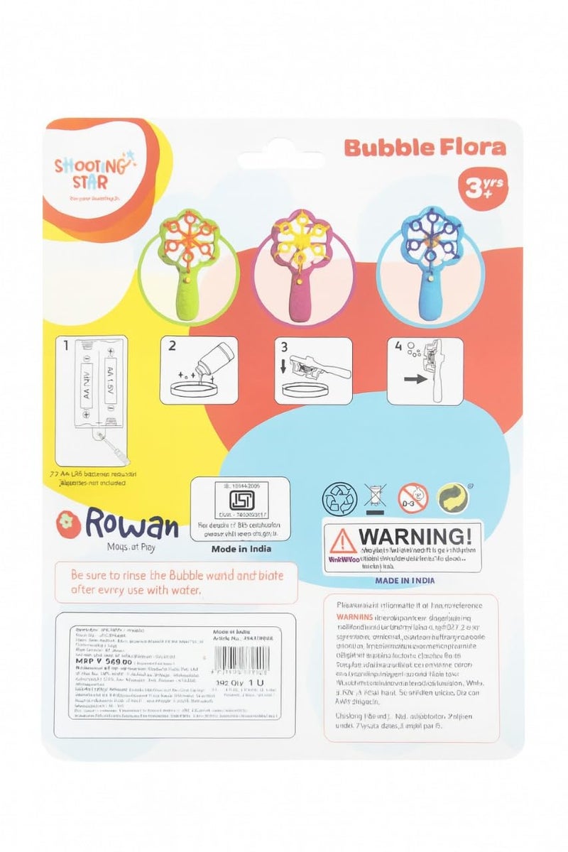 Shooting Star Bubble Flora with 1 Refill Bubble Solution | Bubble Play Toy for Fun Indoor/Outdoor Bubble Machine for Kids 3Y+ | Perfect for Birthday Parties & Summer Outdoor Fun or Party (Blue) - Image 2