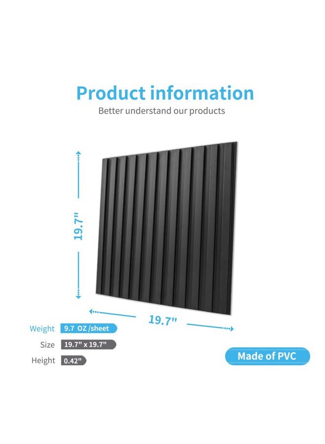 Art3d Slat Wall Panel, 3D Fluted Textured Panel 12-Tile 19.7 x 19.7in. - Black - Image 5
