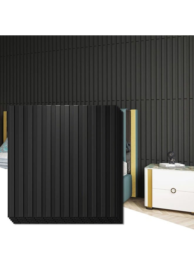 Art3d Slat Wall Panel, 3D Fluted Textured Panel 12-Tile 19.7 x 19.7in. - Black - Image 1