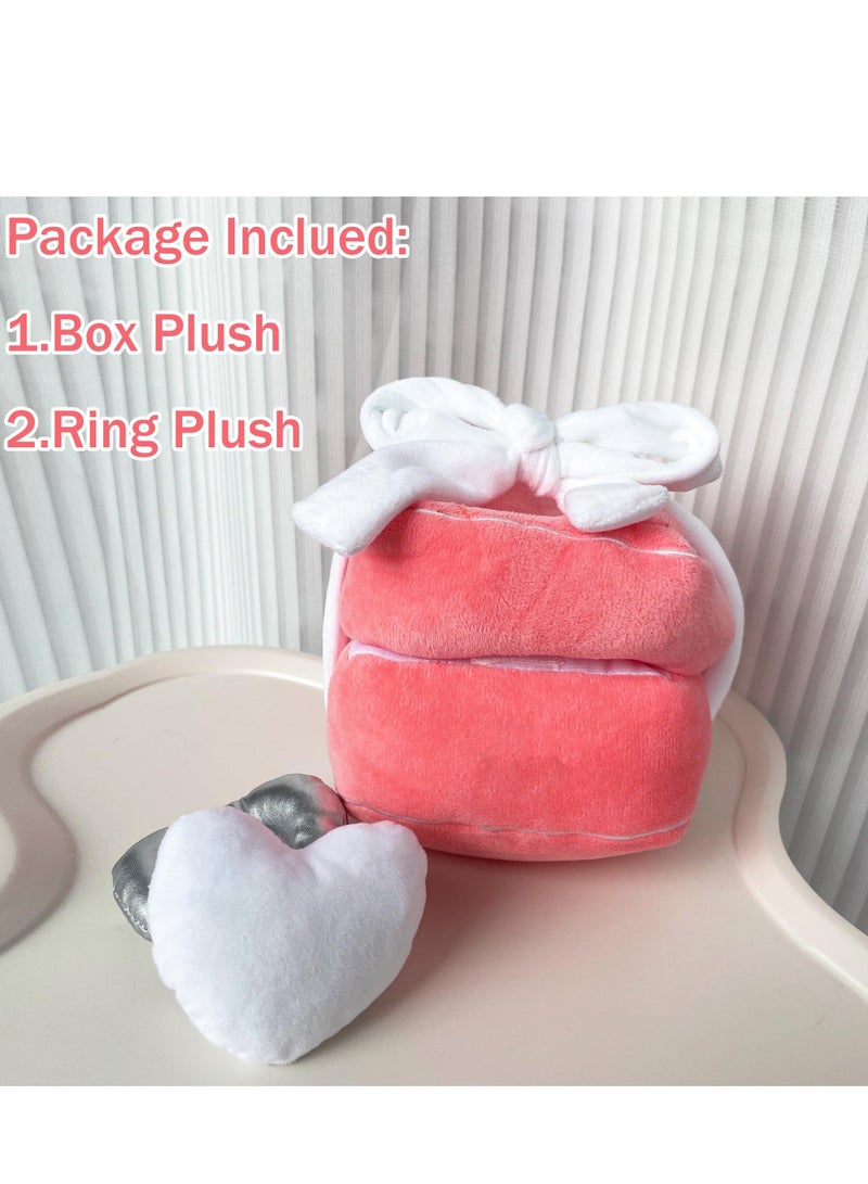 Plush Ring Box Toy Funny Gifts Couples Ideas Hide Surprise Oversized Ring Sets Plush Couple Ring Surprise Gift Machine Washable Love Ring Case Pink  - Image 2