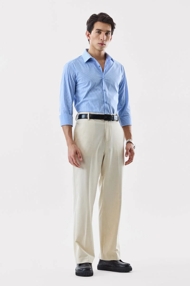 سنيتش Beige Solid Regular Fit Formal Trousers