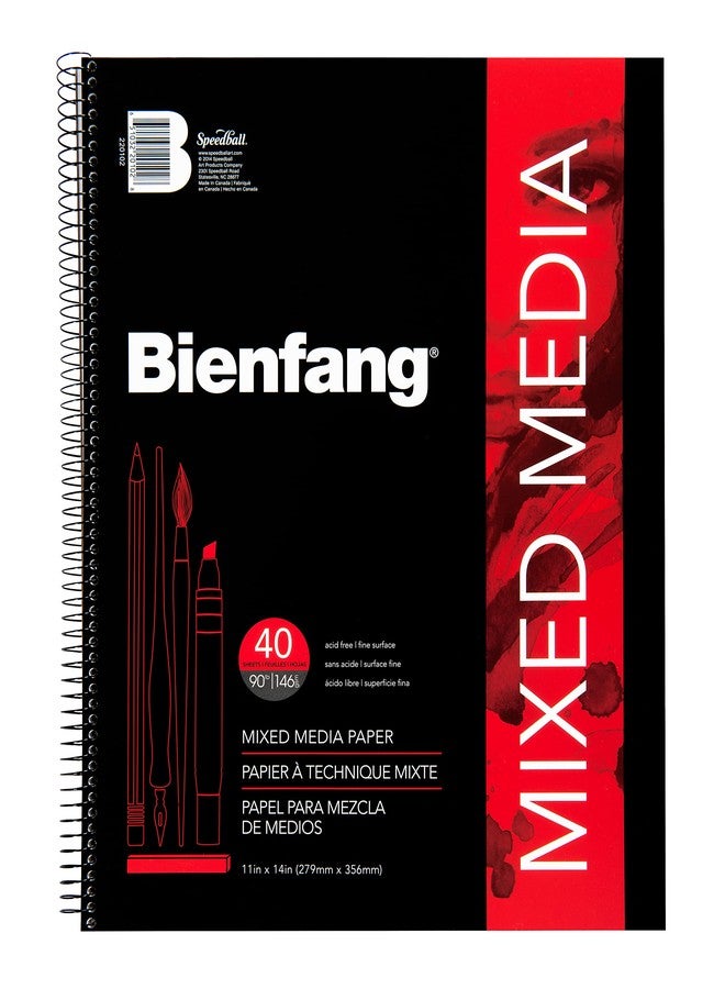 Bienfang Mixed Media Pad, 11x14 Inches, 40-Sheets Artist Paper, Spiral-Bound Sketchbook, 90lb,146gsm - Image 1