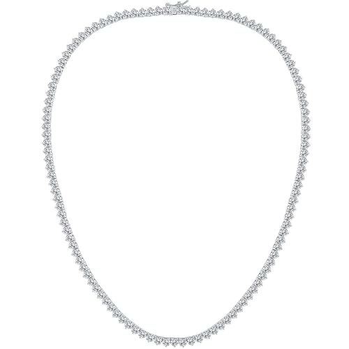 Gemsme 4mm Tennis Necklaces for Women - 3 Prong 18K White Gold Plated Round Cubic Zirconia Classic diamond Tennis Chain, Tennis Necklace for Women and Men, Size 22 inch - Image 1