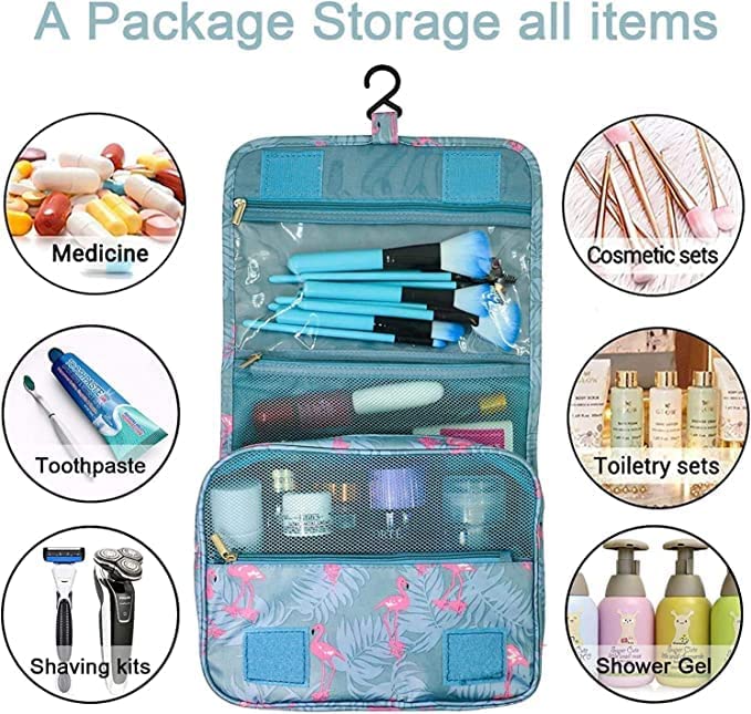 KARDIFF Toiletry Bag Portable Hanging Travel Kit Bag Cosmetic Make up Organizer Makeup Pouch Waterproof Case Travelling Storage Brush Kit Flamingo - Image 5