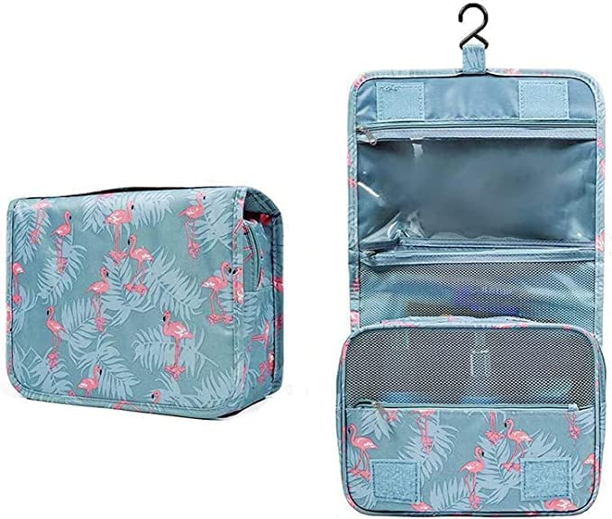 KARDIFF Toiletry Bag Portable Hanging Travel Kit Bag Cosmetic Make up Organizer Makeup Pouch Waterproof Case Travelling Storage Brush Kit Flamingo - Image 1