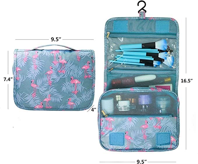KARDIFF Toiletry Bag Portable Hanging Travel Kit Bag Cosmetic Make up Organizer Makeup Pouch Waterproof Case Travelling Storage Brush Kit Flamingo - Image 2